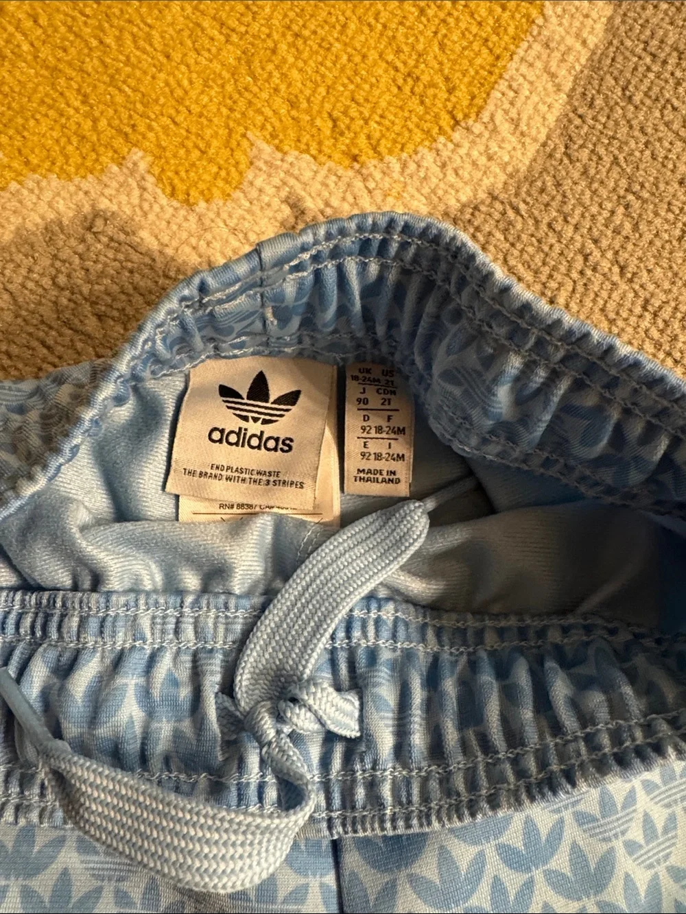 adidas Light Blue Kids Track Set with Rainbow Shoulder Stripes